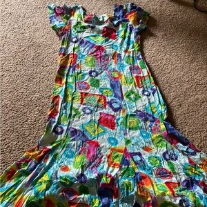 Jams World Hattie Dress Women’s Size M Aloha State Print Floral Colorful